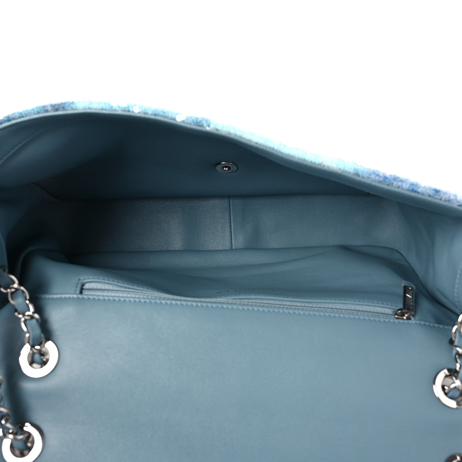 Chanel Sequin Large Waterfall Flap Light Blue 5 of 10