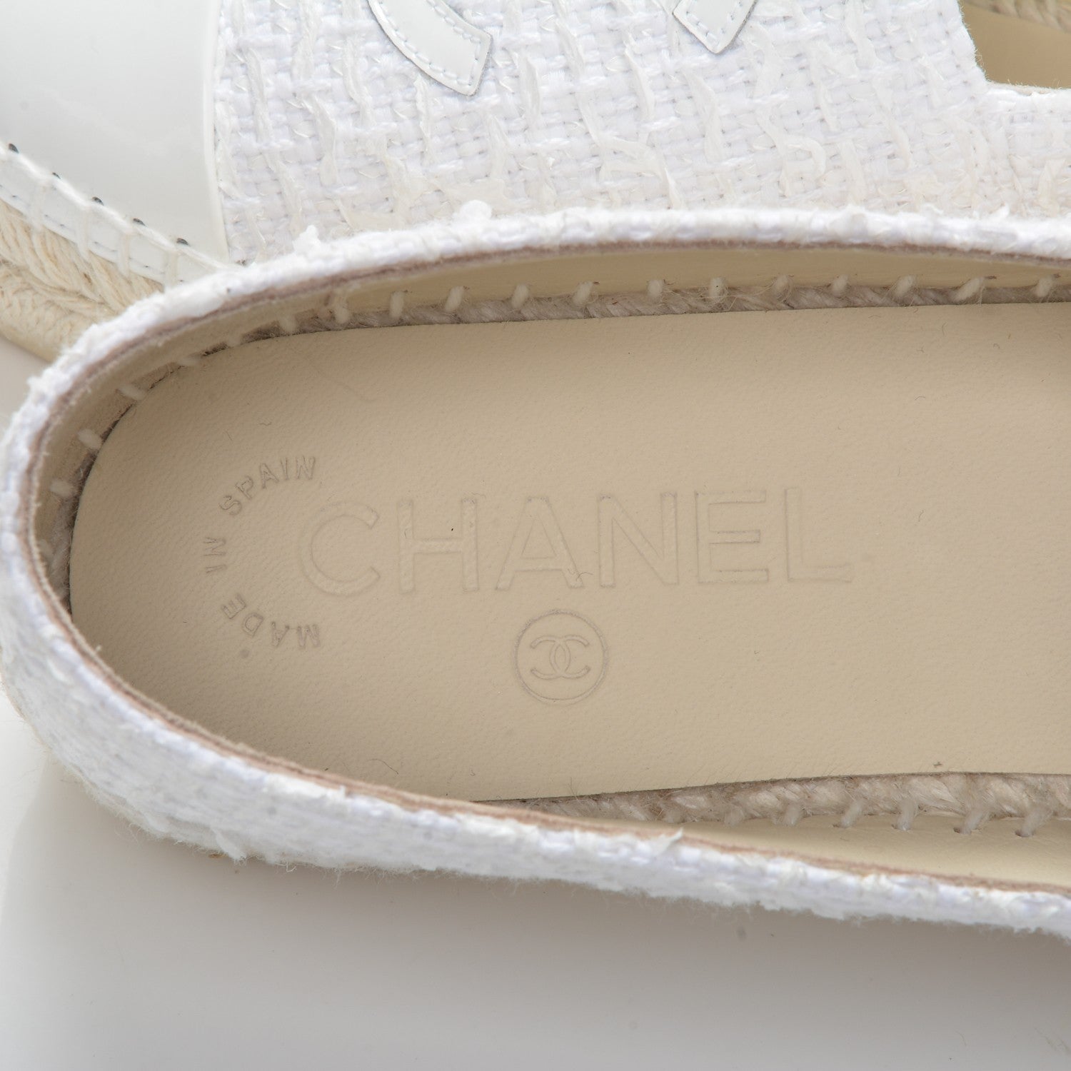 Chanel Tweed Patent CC Espadrilles 37 White 9 of 10