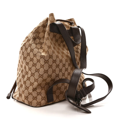Gucci Monogram Dollar Calfskin O Drawstring Backpack Beige Ebony Testa di Moro Dark Chocolate 4 of 10