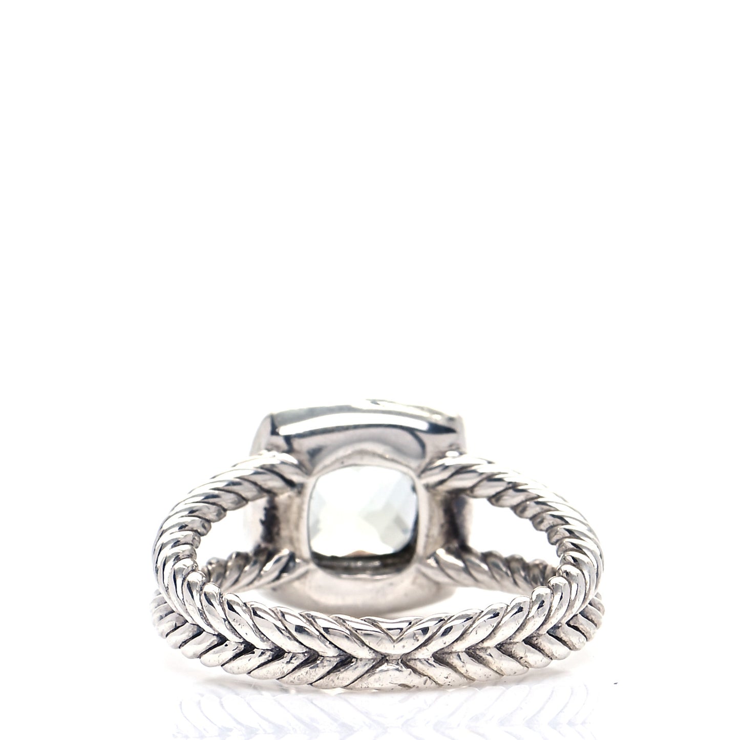 Sterling Silver Diamond Prasiolite 7mm Petite Albion Ring 54 7