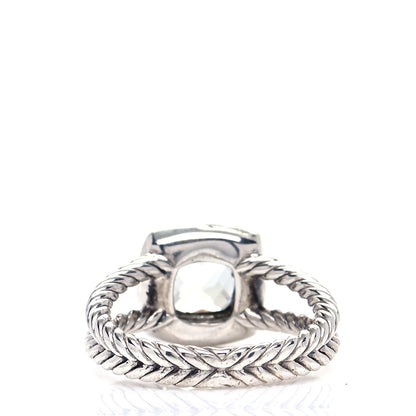 David Yurman Sterling Silver Diamond Prasiolite 7mm Petite Albion Ring 54 7 3 of 5