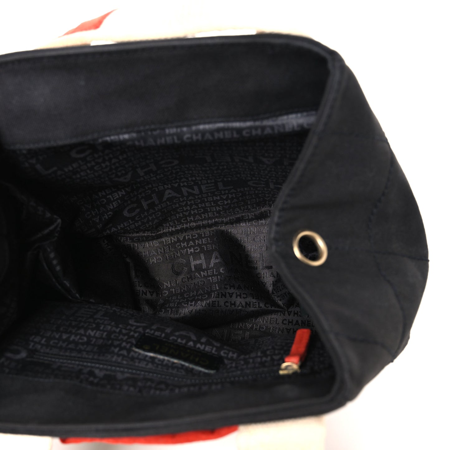 Canvas Bucket Bag White Black Orange
