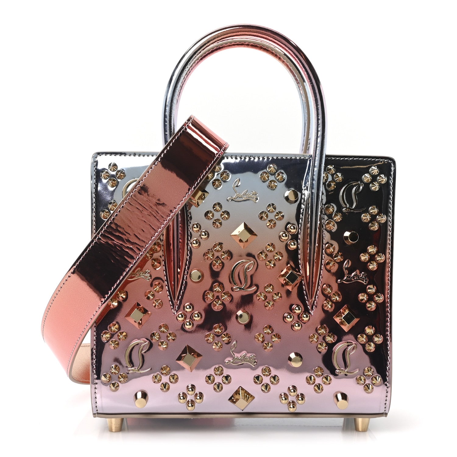 Christian Louboutin Mirror Degrade Spikes Loubinthesky Mini Paloma Leche Gold 1 of 10