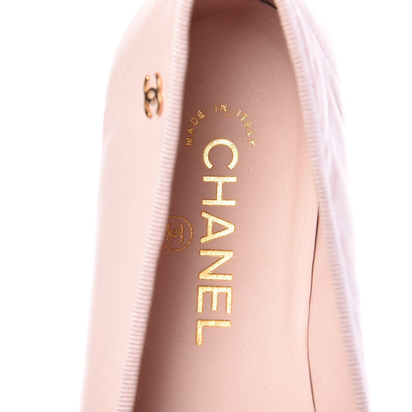Lambskin Patent Cap Toe CC Ballerina Flats 39 Rose Clair