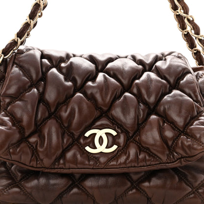 Chanel Lambskin Bubble Quilt Accordion Flap Dark Brown 7 of 9
