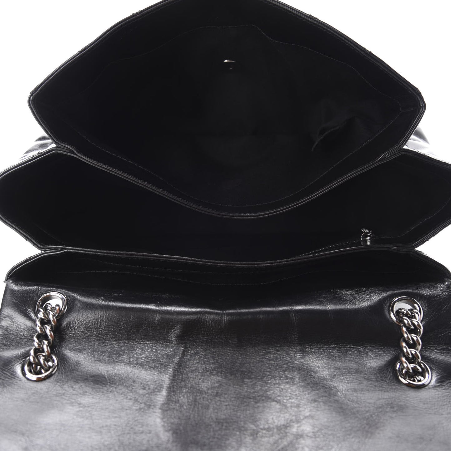 Glazed Calfskin Quilted Medium Lady Pearly Flap Black