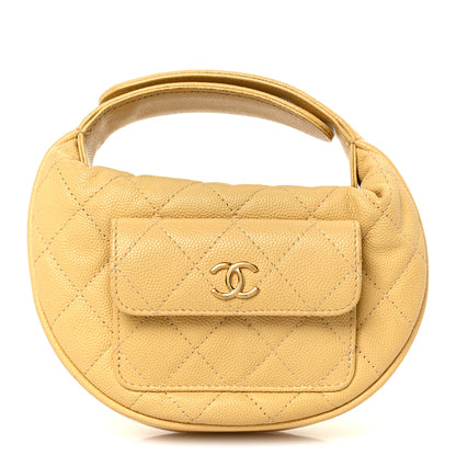 Chanel Caviar Quilted Polly Pocket Pouch Hobo Yellow 1 of 11