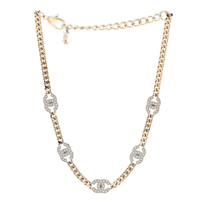 Chanel Crystal Chain CC Link Choker Gold Silver 3 of 7