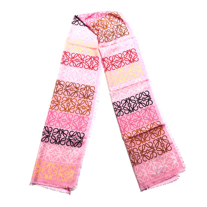 Loewe Wool Silk Cashmere Anagram Scarf Pink Tulip Multicolor 2 of 3