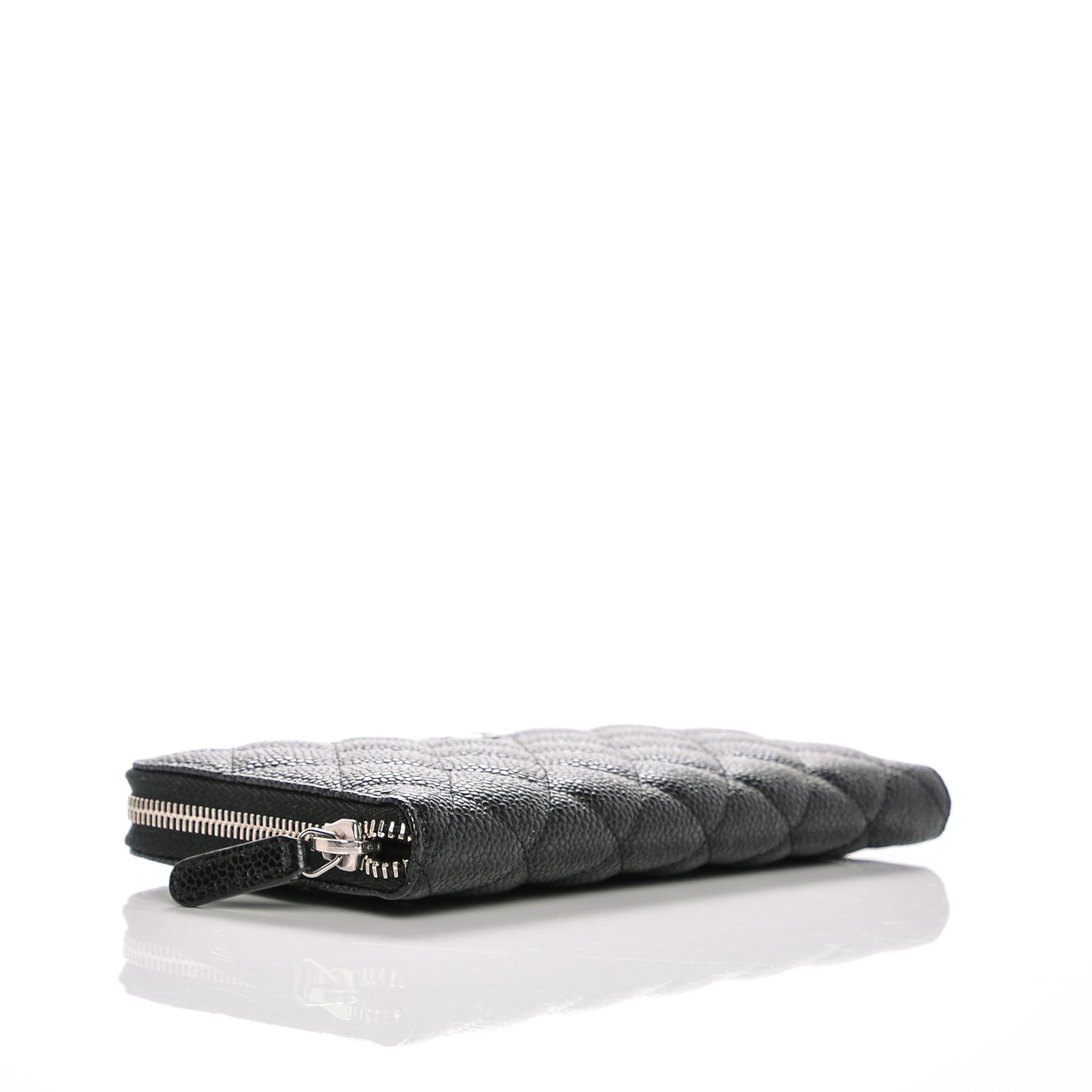 Caviar Quilted Large Gusset Zip Around Wallet Black