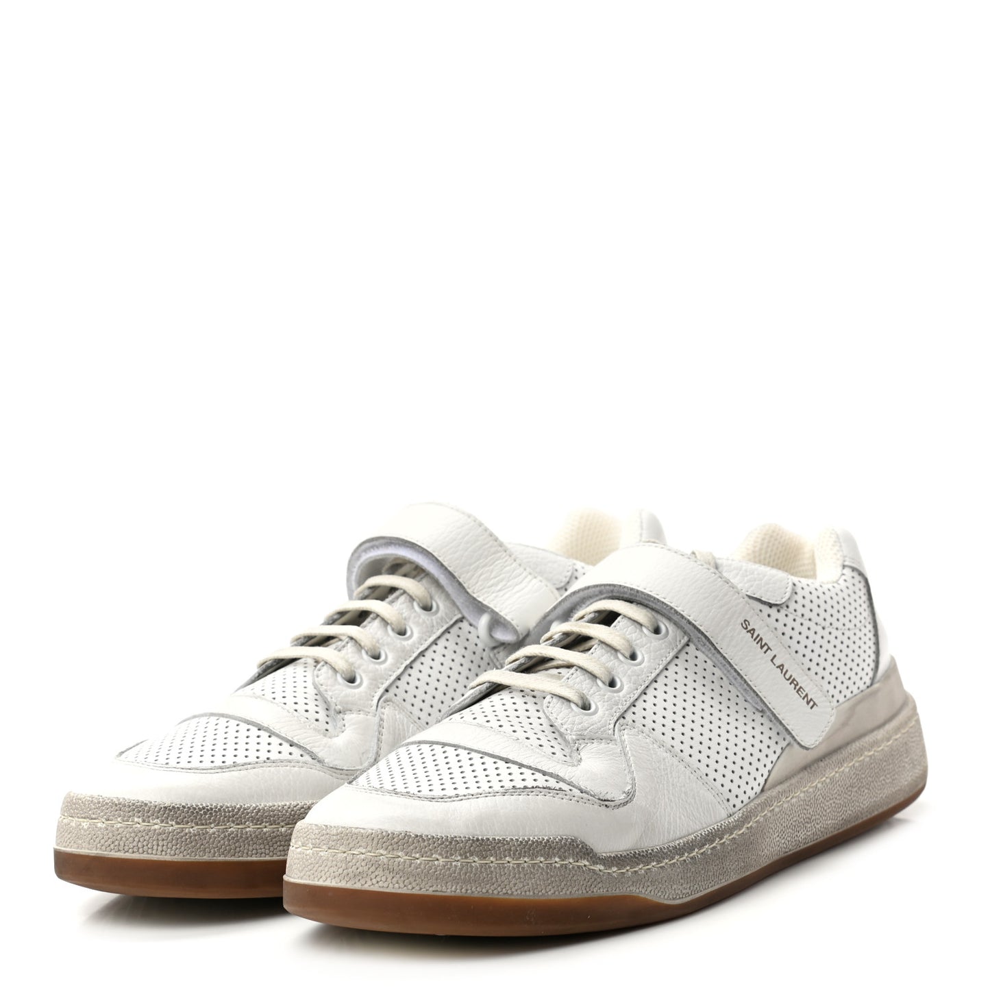 Calfskin Perforated Mens Jeddo Sneakers 43 White