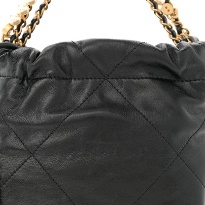 Chanel Shiny Crumpled Calfskin Quilted Pearl Mini Chanel 22 Black 8 of 11