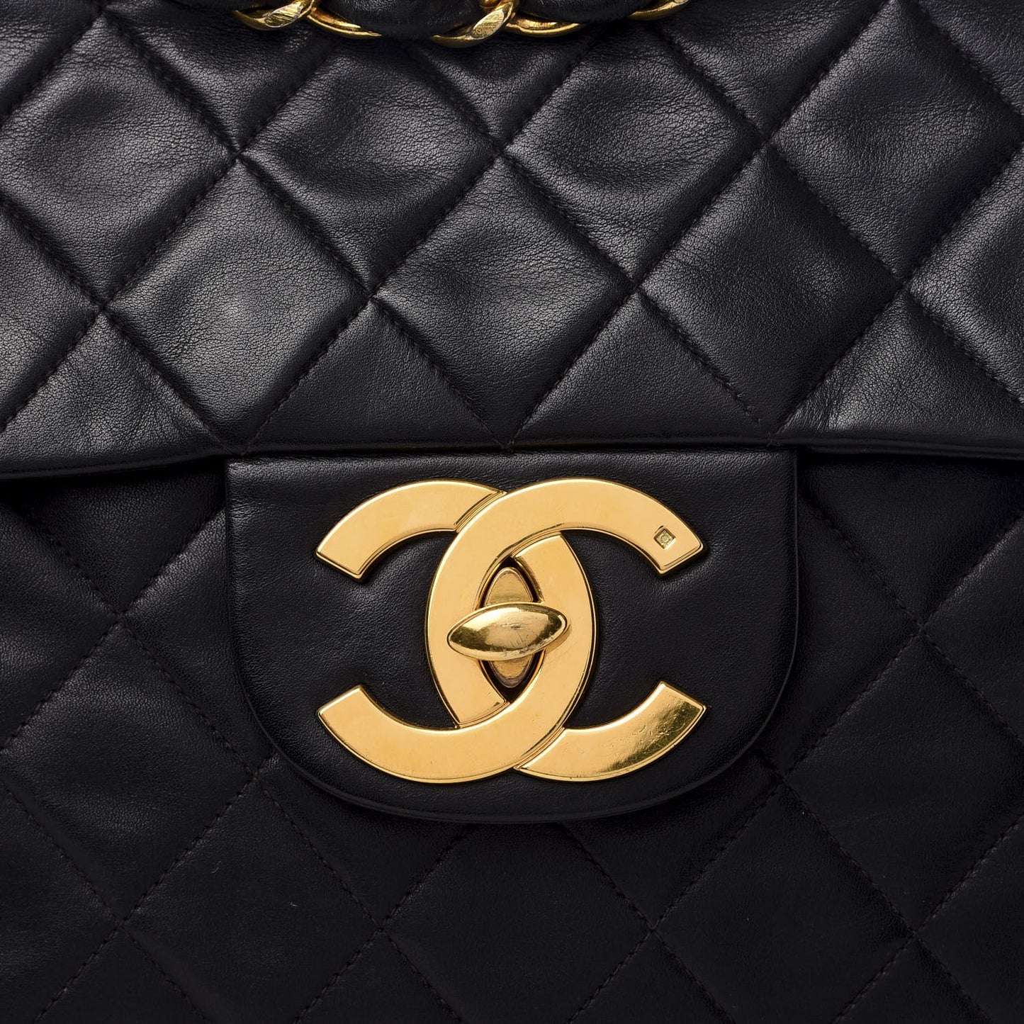 Lambskin Quilted XL Jumbo Single Flap Black