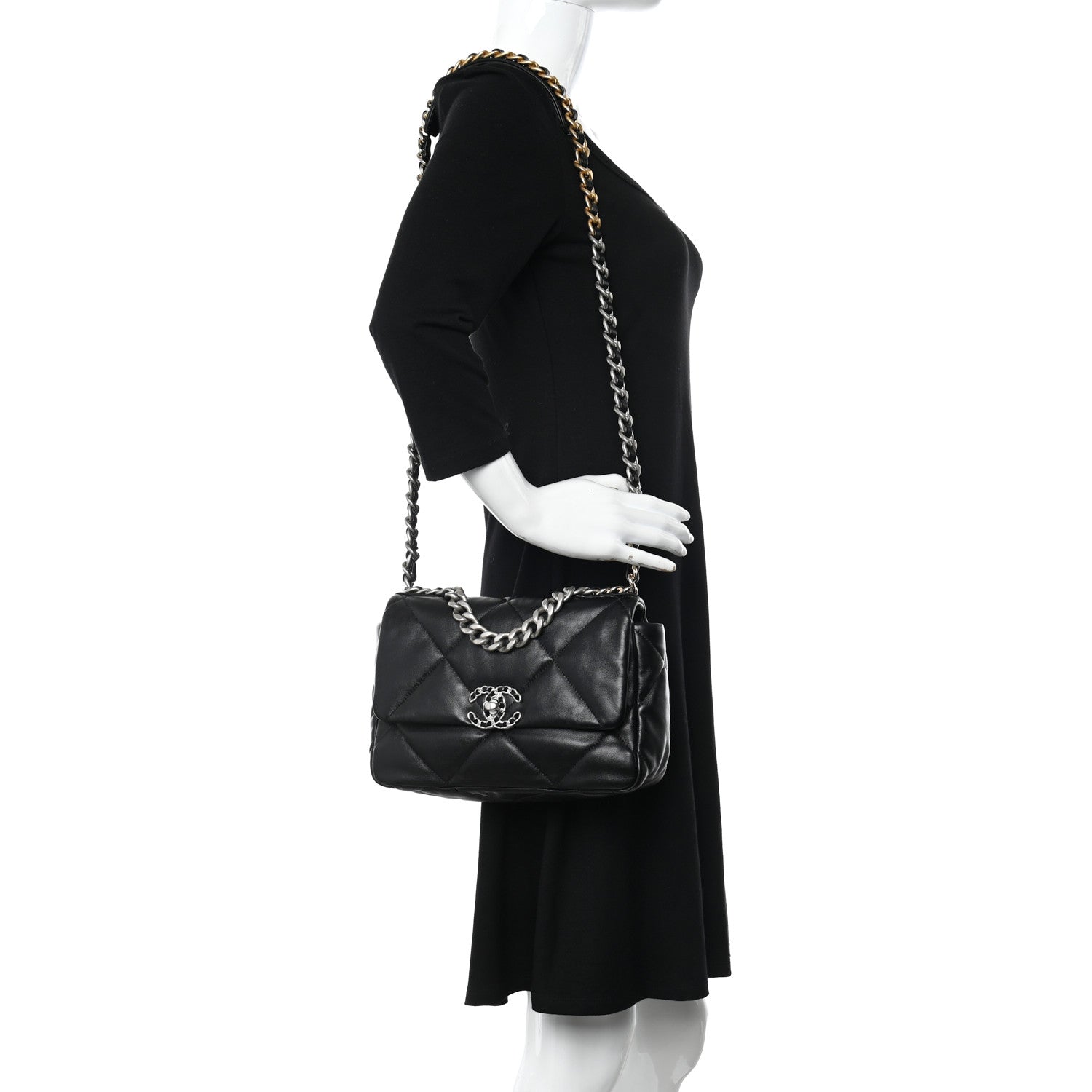 Chanel Goatskin Quilted Medium Chanel 19 Flap Black 2 of 10