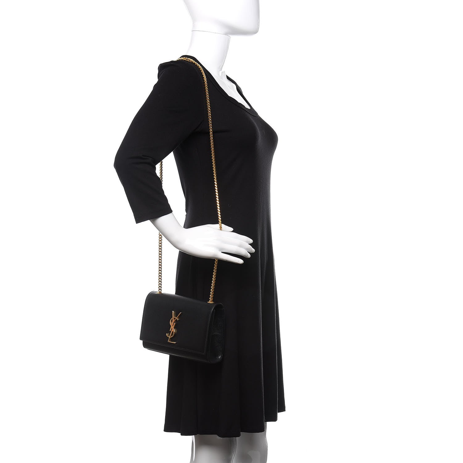 Saint Laurent Grain De Poudre Small Monogram Kate Satchel Black 2 of 10