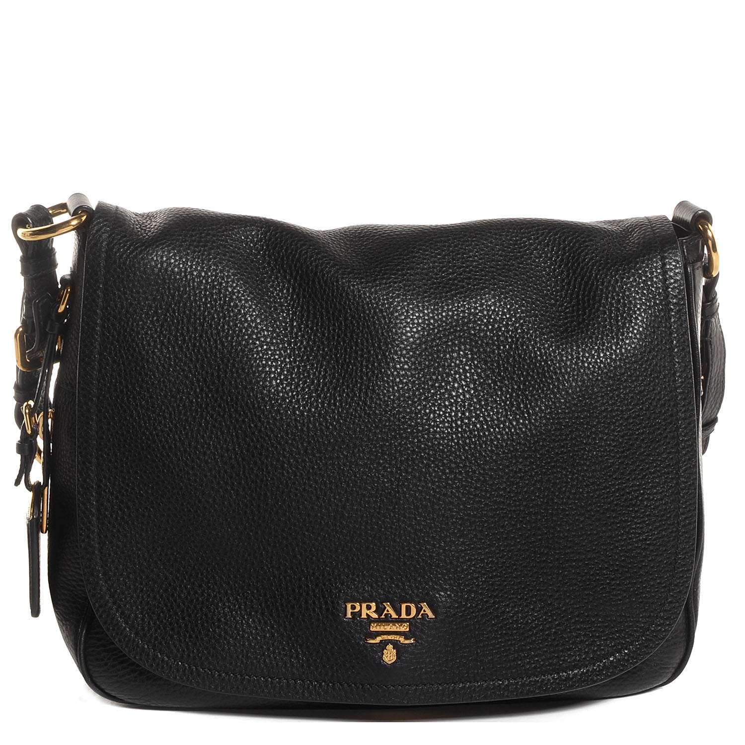 Prada Vitello Daino Shoulder Flap Bag Nero Black 1 of 10