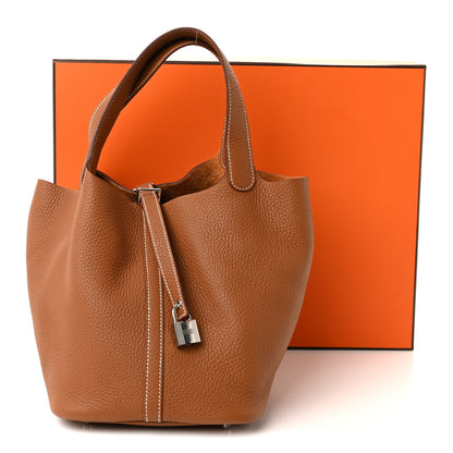 Hermes Taurillon Clemence Picotin Lock 22 MM Gold 10 of 10