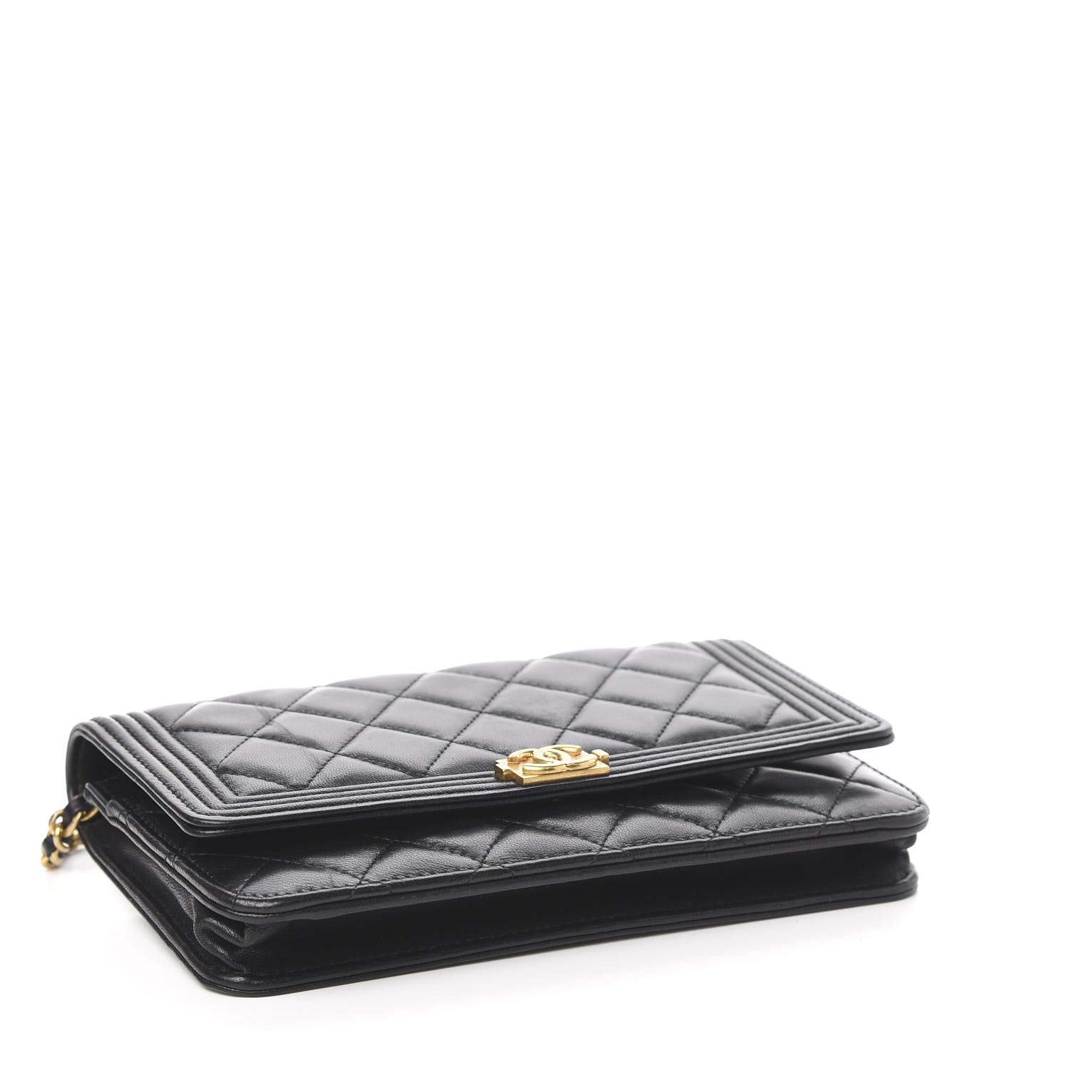 Chanel Lambskin Quilted Boy Wallet On Chain WOC Black 4 of 12