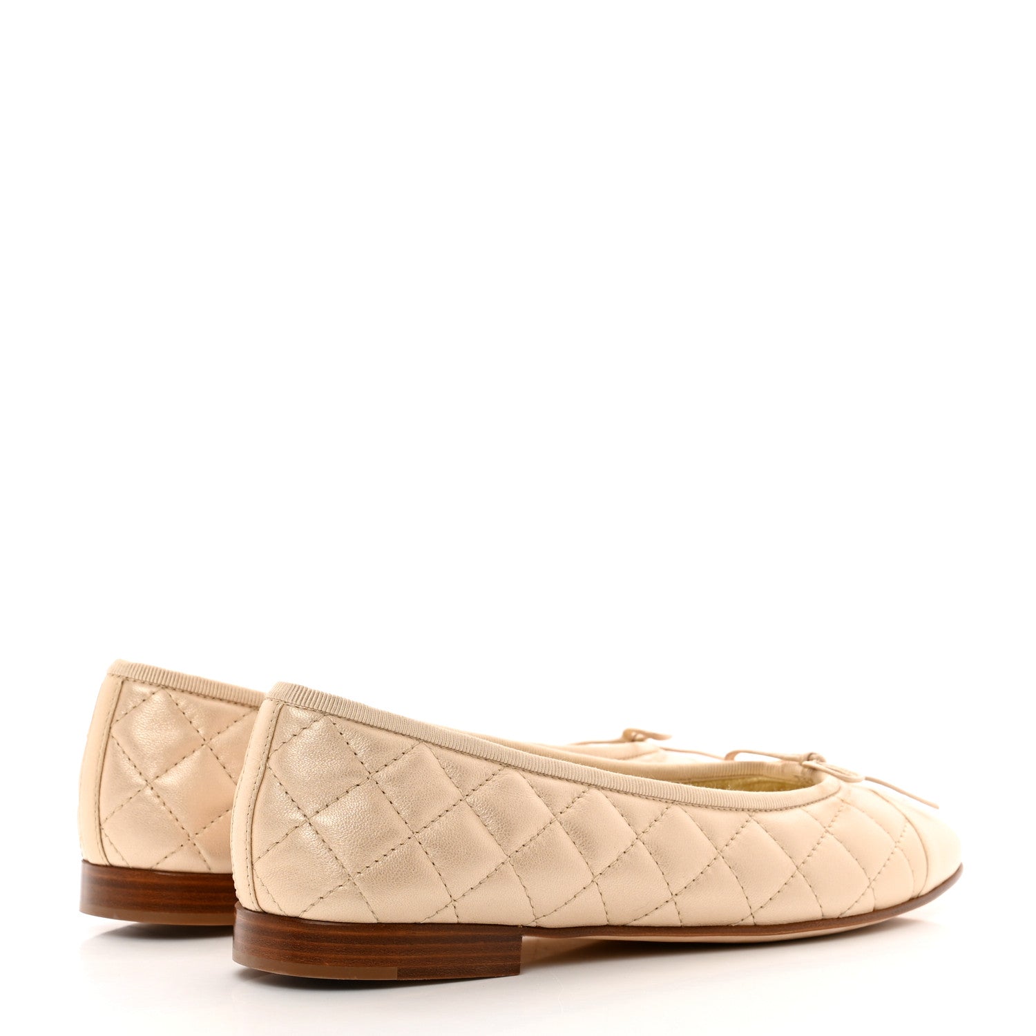 Chanel Iridescent Lambskin Quilted CC Cap Toe Ballerina Flats 39.5 Light Gold 4 of 9