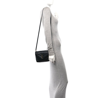Saint Laurent Calfskin Y Quilted Monogram Toy Loulou Crossbody Bag Black 2 of 11