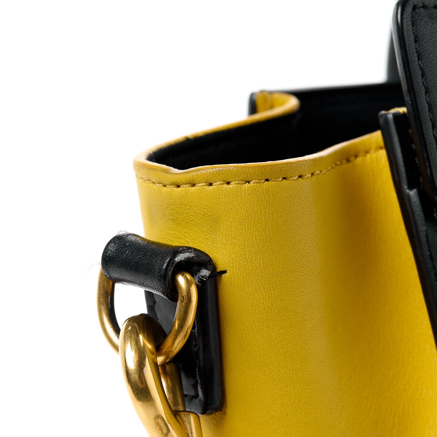 Celine Elephant Calfskin Nano Tri-Color Luggage Yellow Black 14 of 15