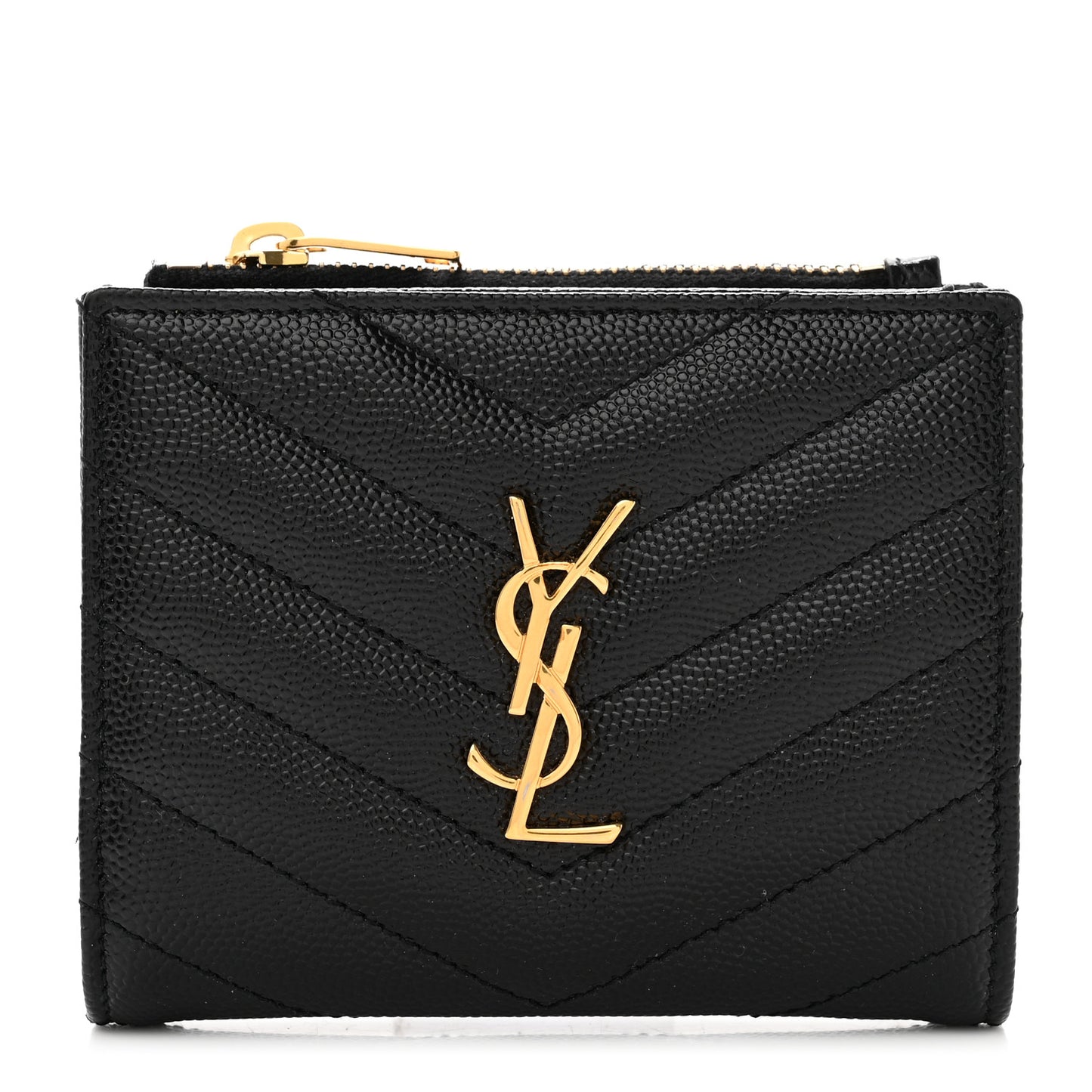 Grain De Poudre Matelasse Chevron Monogram Zipped Card Case Black