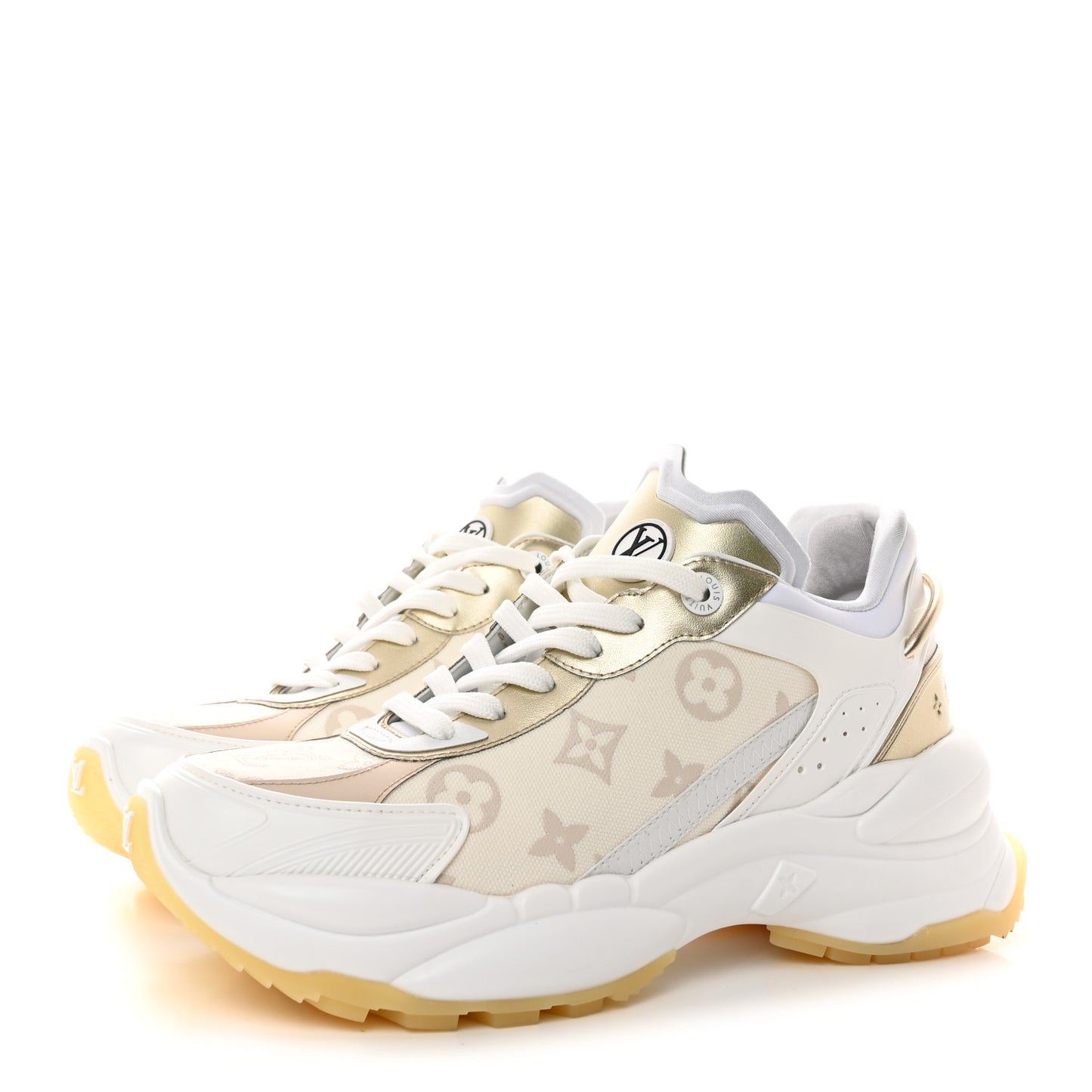 Monogram Calfskin Run 55 Sneakers 39 White Gold