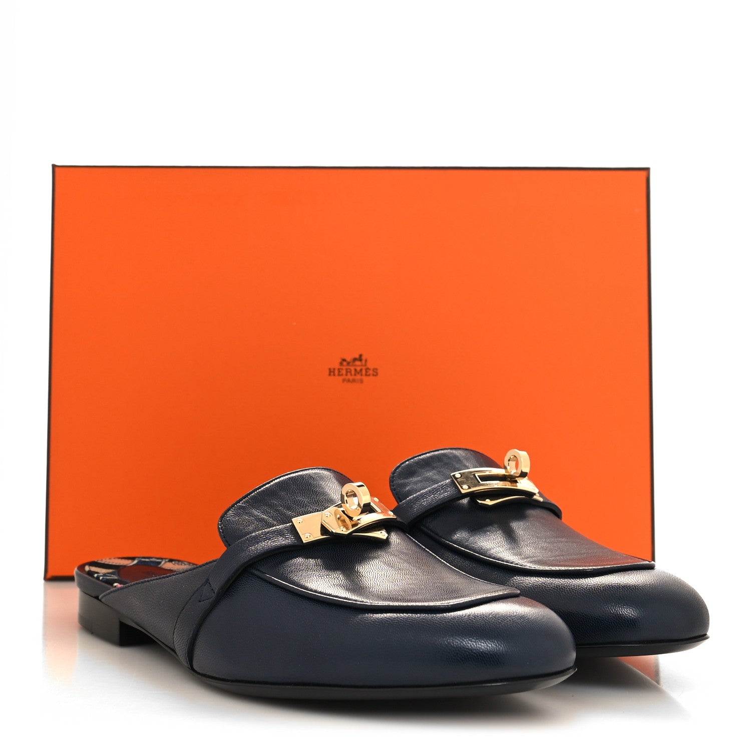 Hermes Goatskin Oz Mules 39 Bleu Martitime 8 of 8