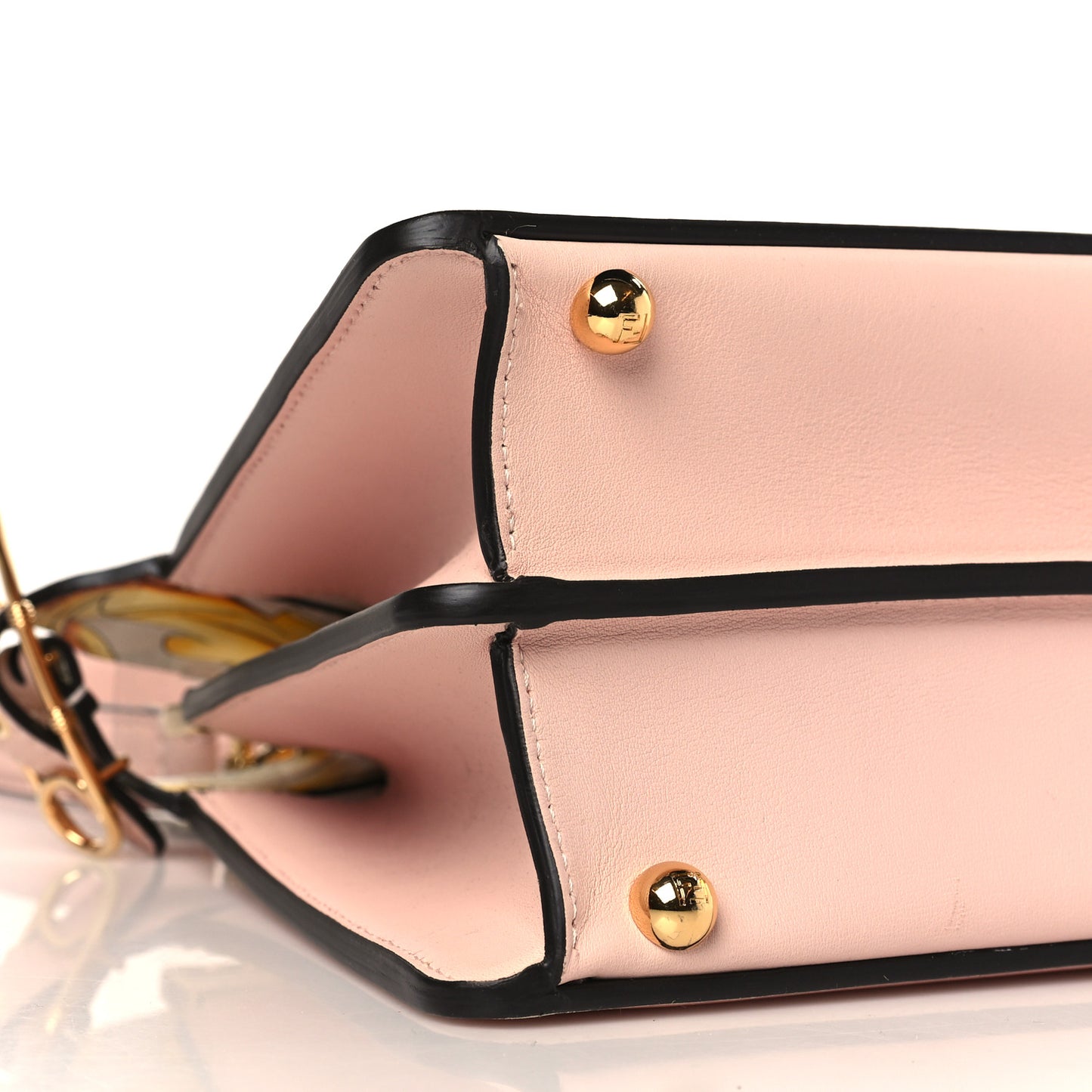 X VERSACE Vitello Seta Nappa Fendace FF Baroque Small Peekaboo I SEE U Satchel Rosa Confetto White Gold