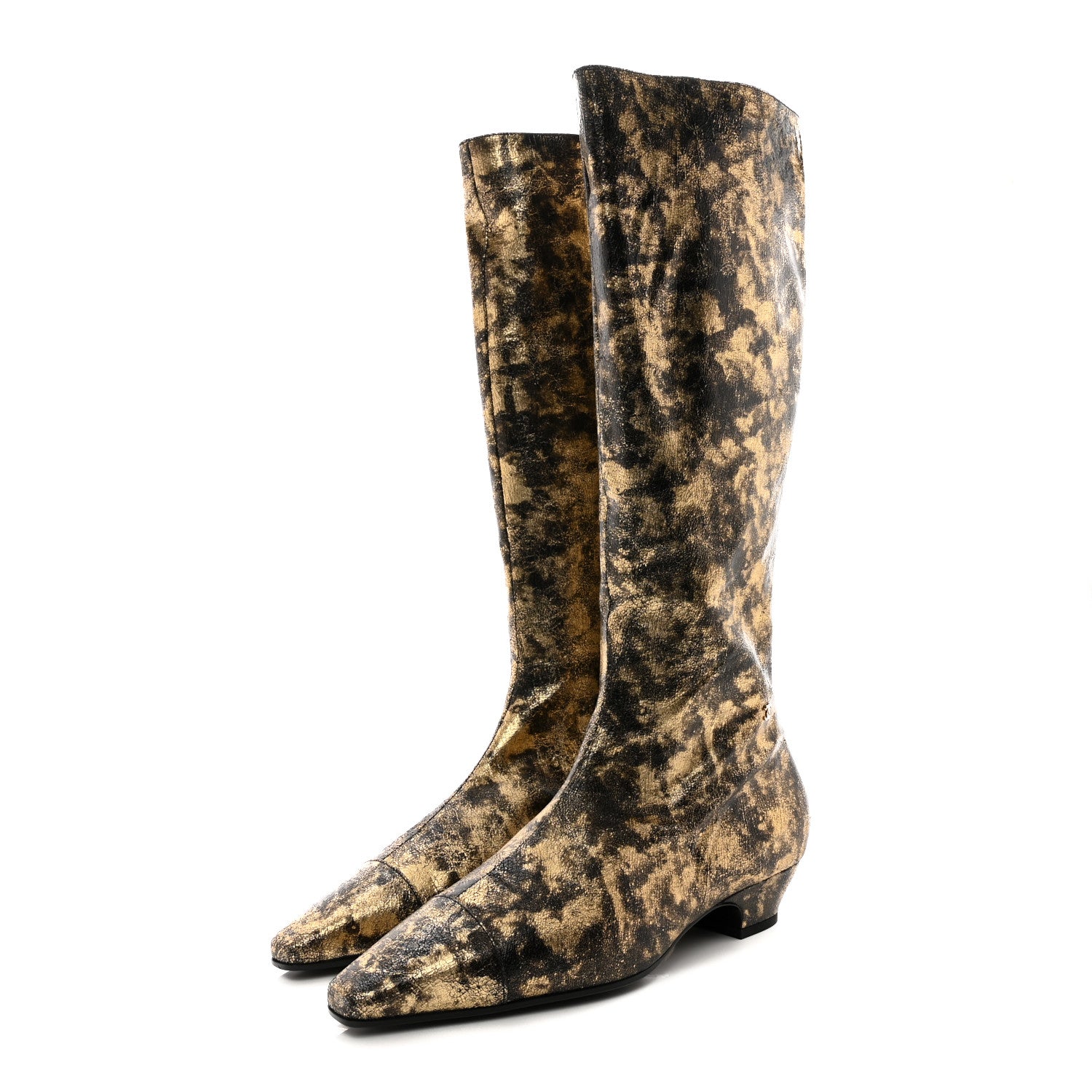 Chanel Laminated Goatskin High Boots 40 Gold 3 of 8