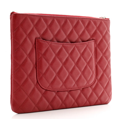Chanel Caviar Quilted Medium Cosmetic Case Red 3 of 10
