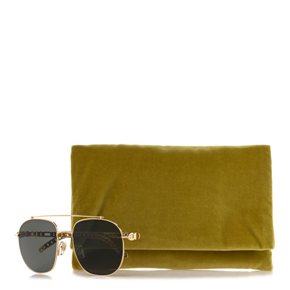 Gucci Aviator Charm Chain Sunglasses GG0727S Gold 10 of 10