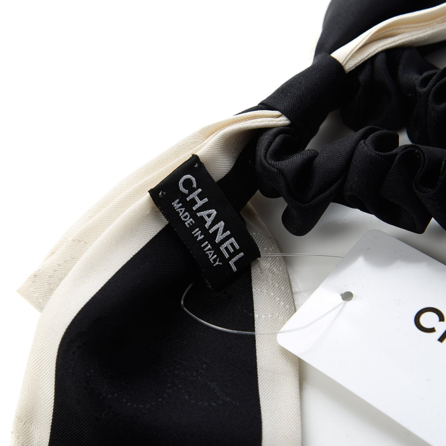 Silk Hair Tie Black Ivory