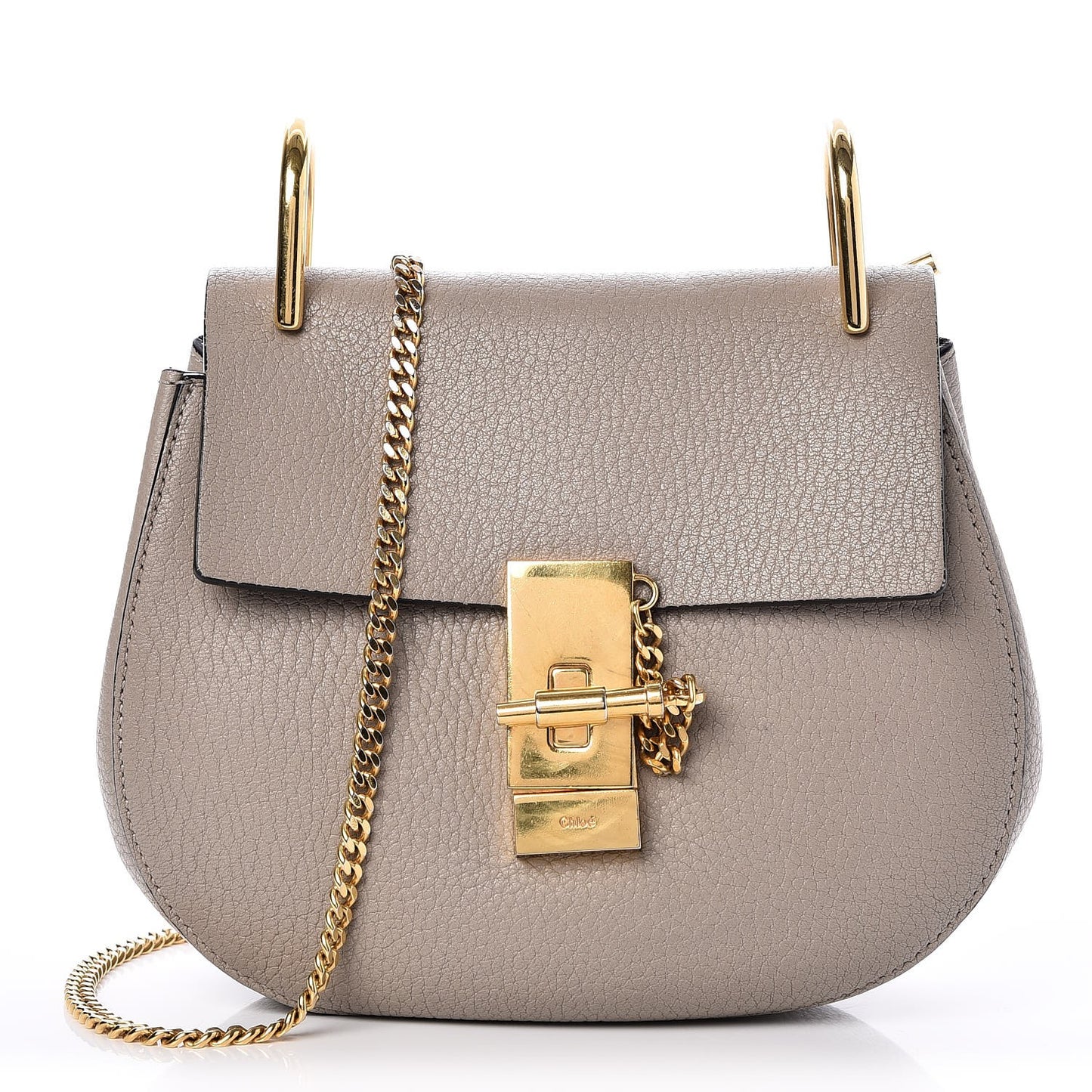 Grained Lambskin Mini Drew Shoulder Bag Motty Grey