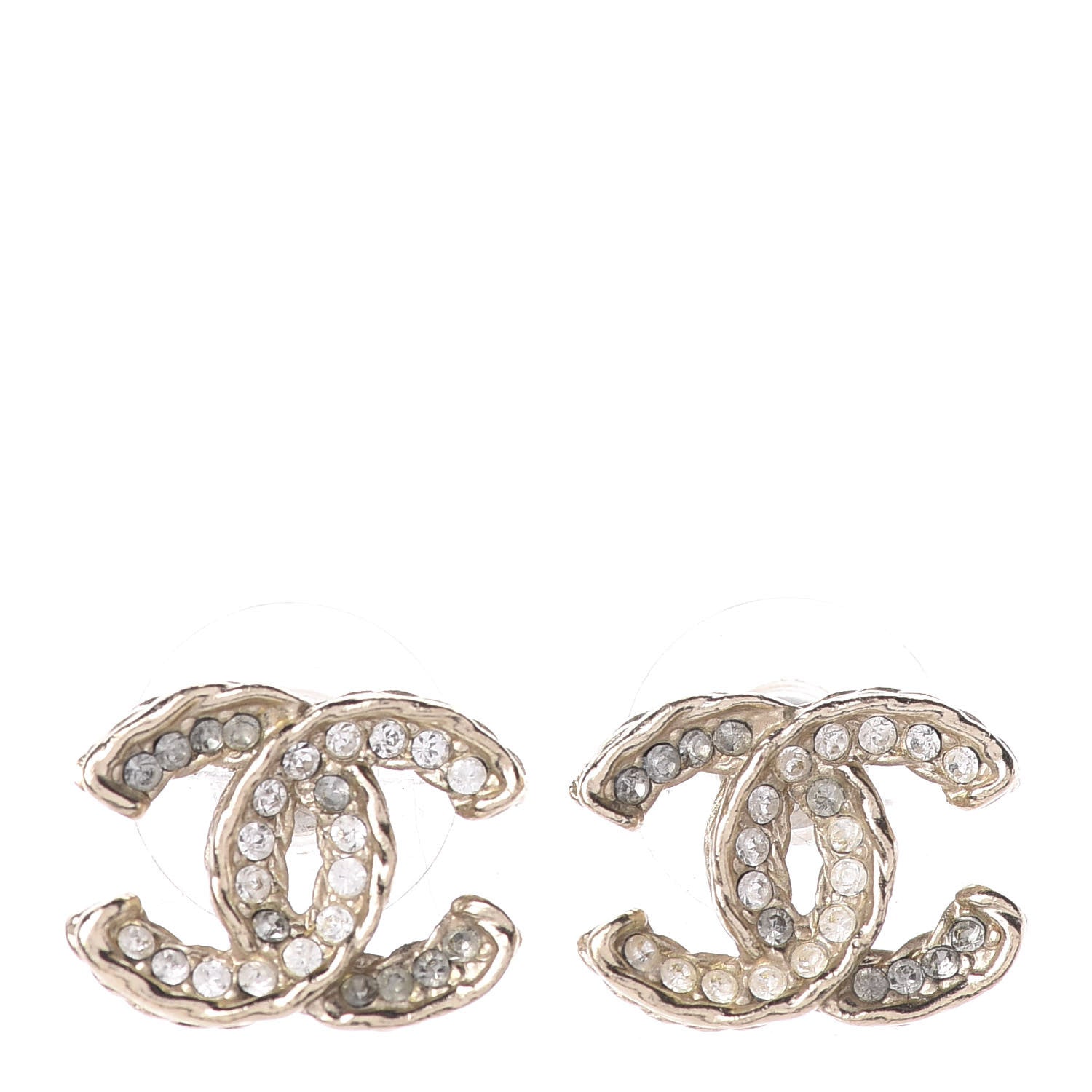 Chanel Crystal CC Earrings Gold Grey 1 of 4