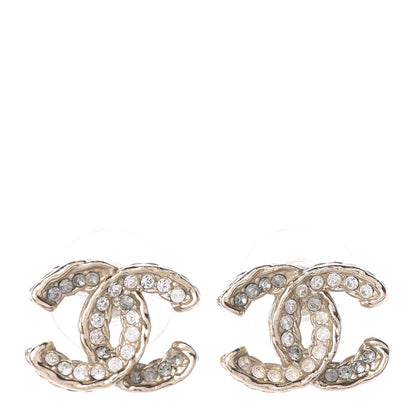 Chanel Crystal CC Earrings Gold Grey 1 of 4