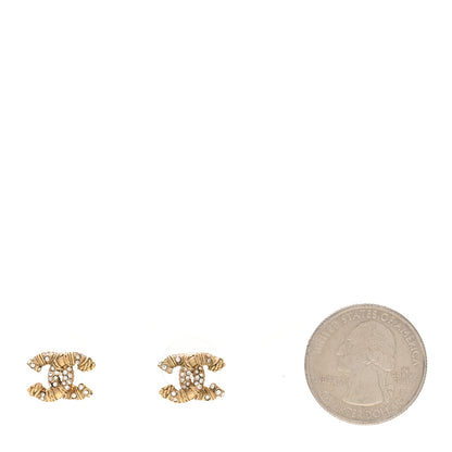 Chanel Crystal Mini Twist CC Earrings Gold 2 of 5