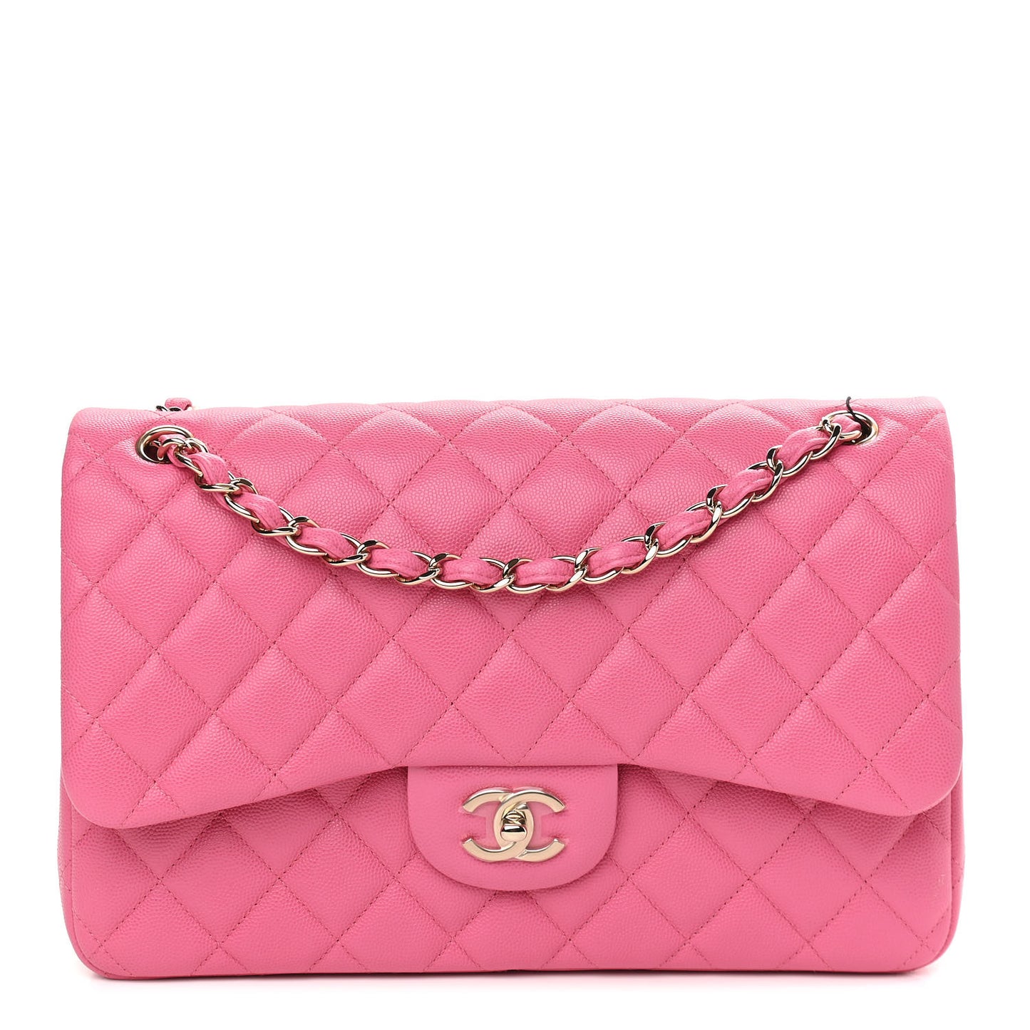 Caviar Quilted Jumbo Double Flap Pink