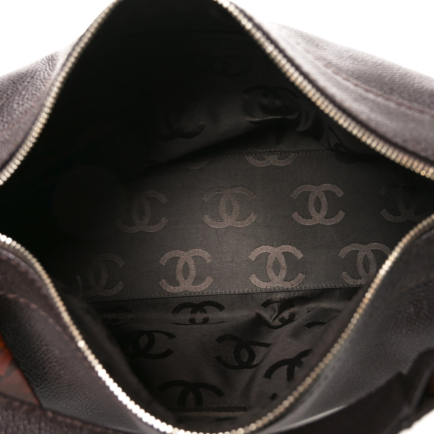 Caviar CC Wood Chain Hobo Dark Brown