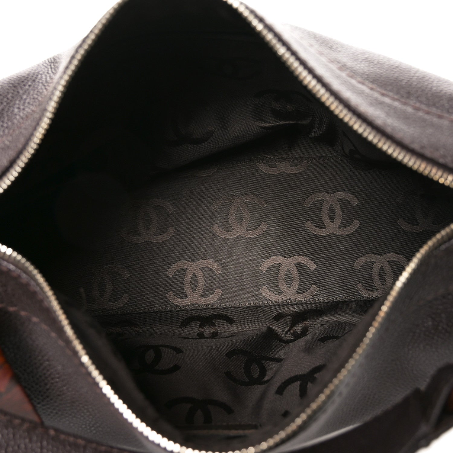Chanel Caviar CC Wood Chain Hobo Dark Brown 5 of 10