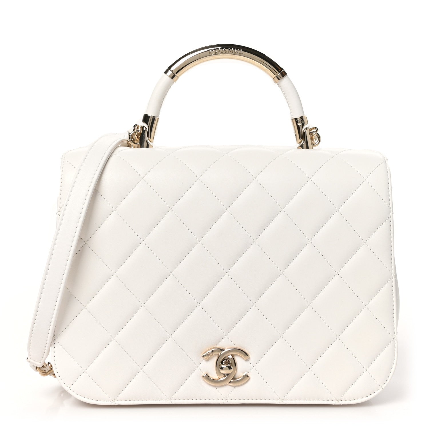 Chanel Lambskin Quilted Medium Carry Chic Flap White 1 of 11