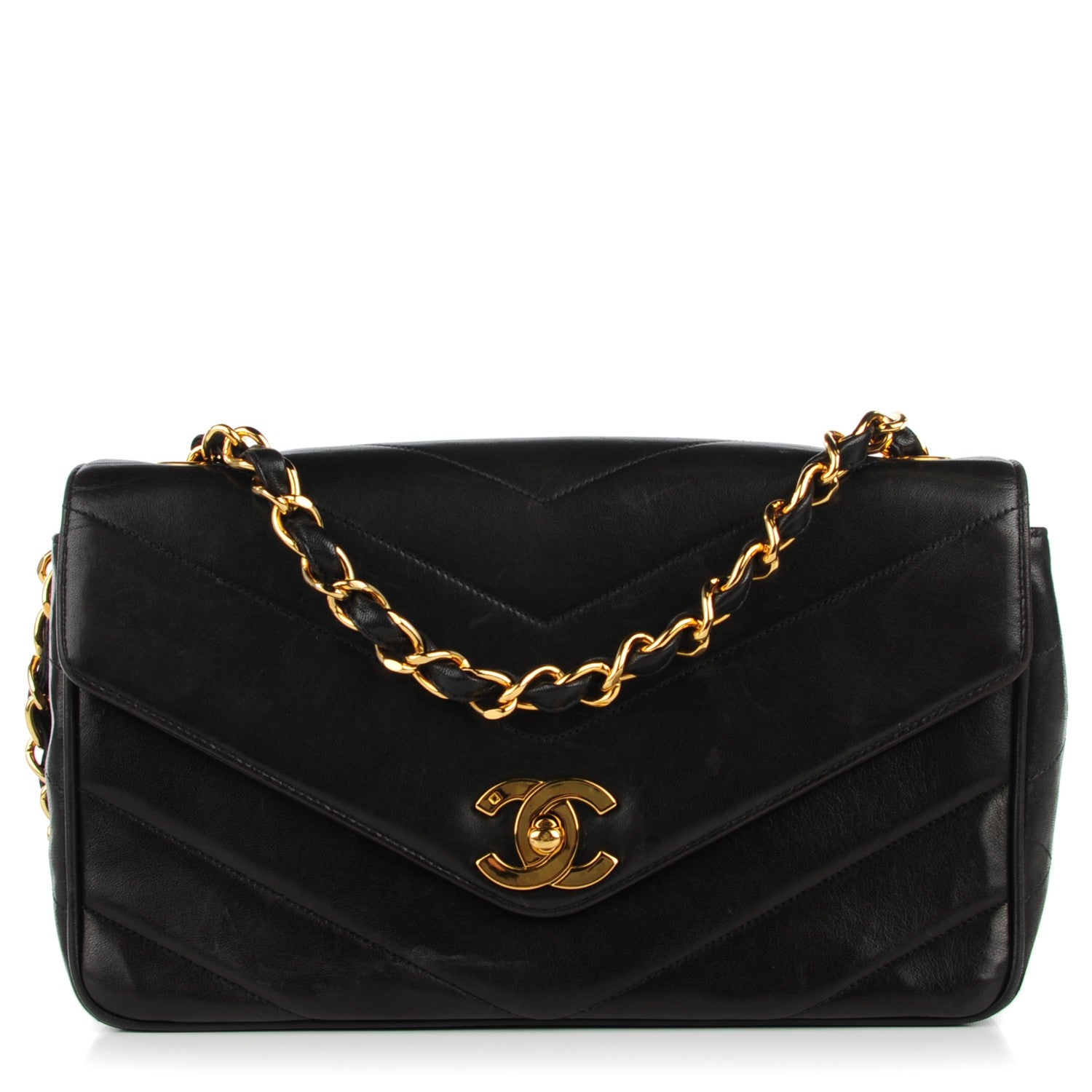 Chanel Lambskin Chevron Medium Flap Black 1 of 9