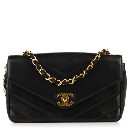 Chanel Lambskin Chevron Medium Flap Black 1 of 9