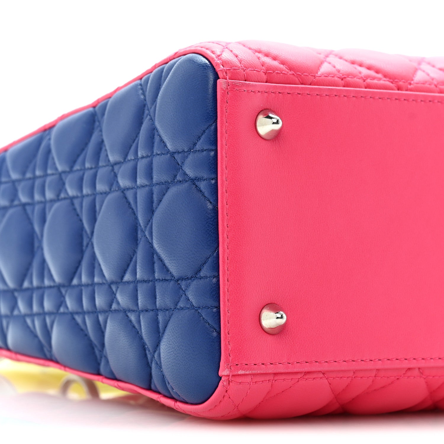 Christian Dior Lambskin Cannage Medium Tri-Color Lady Dior Pink Blue Yellow 9 of 12