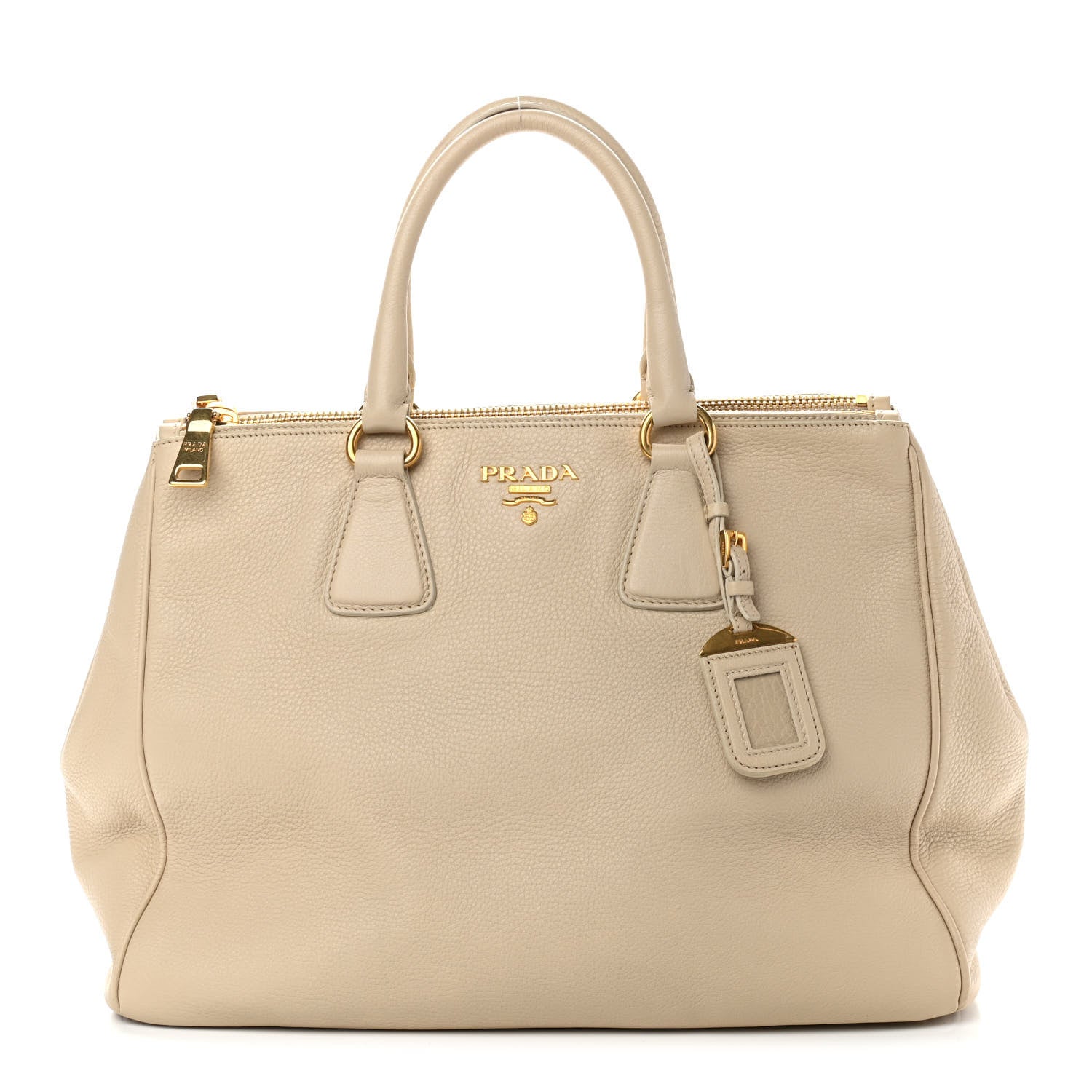 Prada Vitello Daino Large Double Zip Tote Sabbia 1 of 10