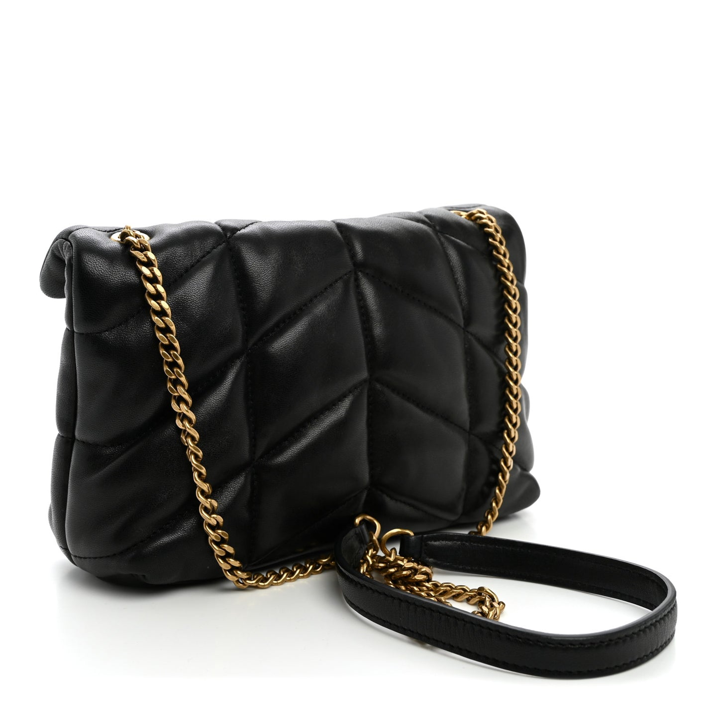 Lambskin Quilted Toy Loulou Puffer Monogram Chain Satchel Black