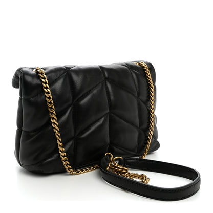 Saint Laurent Lambskin Quilted Toy Loulou Puffer Monogram Chain Satchel Black 2 of 9