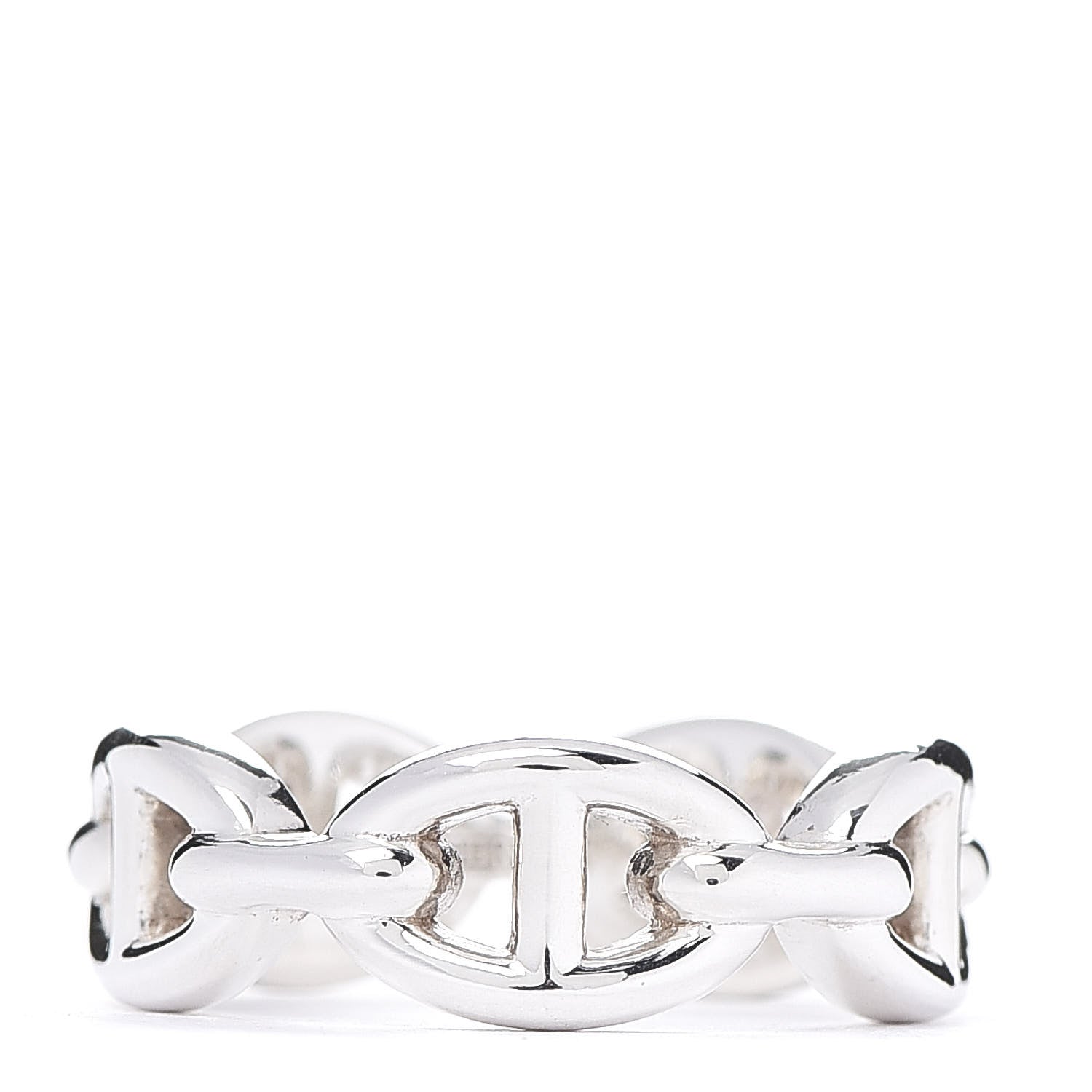 Hermes Sterling Silver PM Chaine d'Ancre Enchainee Band Ring 53 6.25 1 of 6