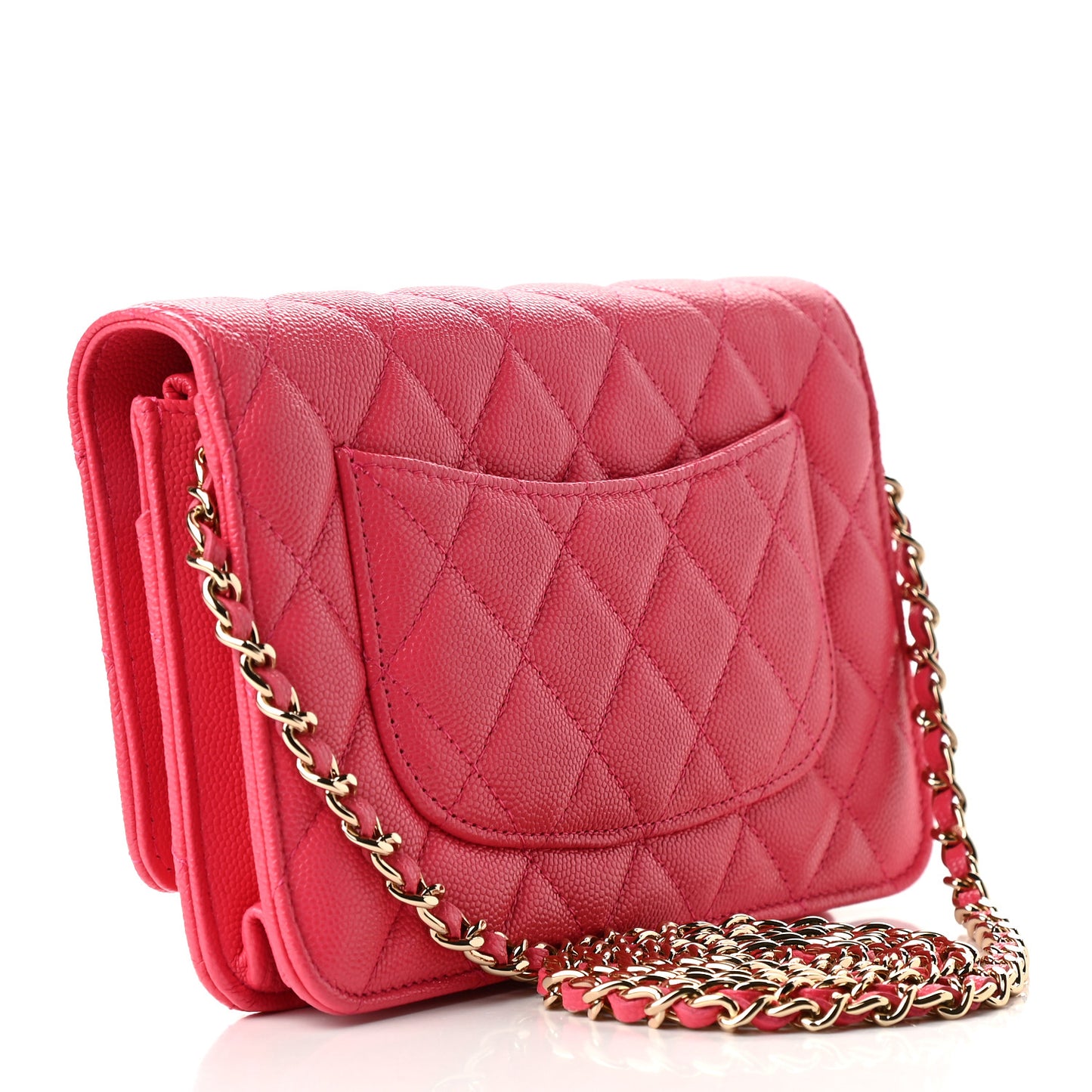 Caviar Quilted French New Wave Chain CC Wallet On Chain WOC Pink