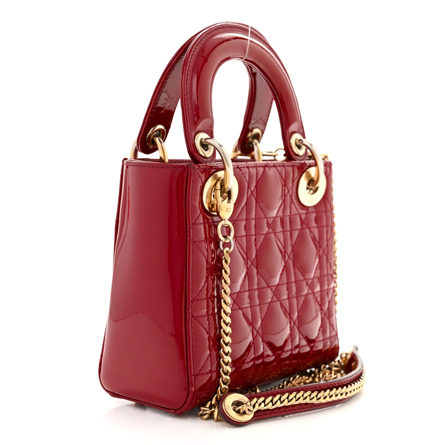 Christian Dior Patent Cannage Mini Lady Dior Red 3 of 10